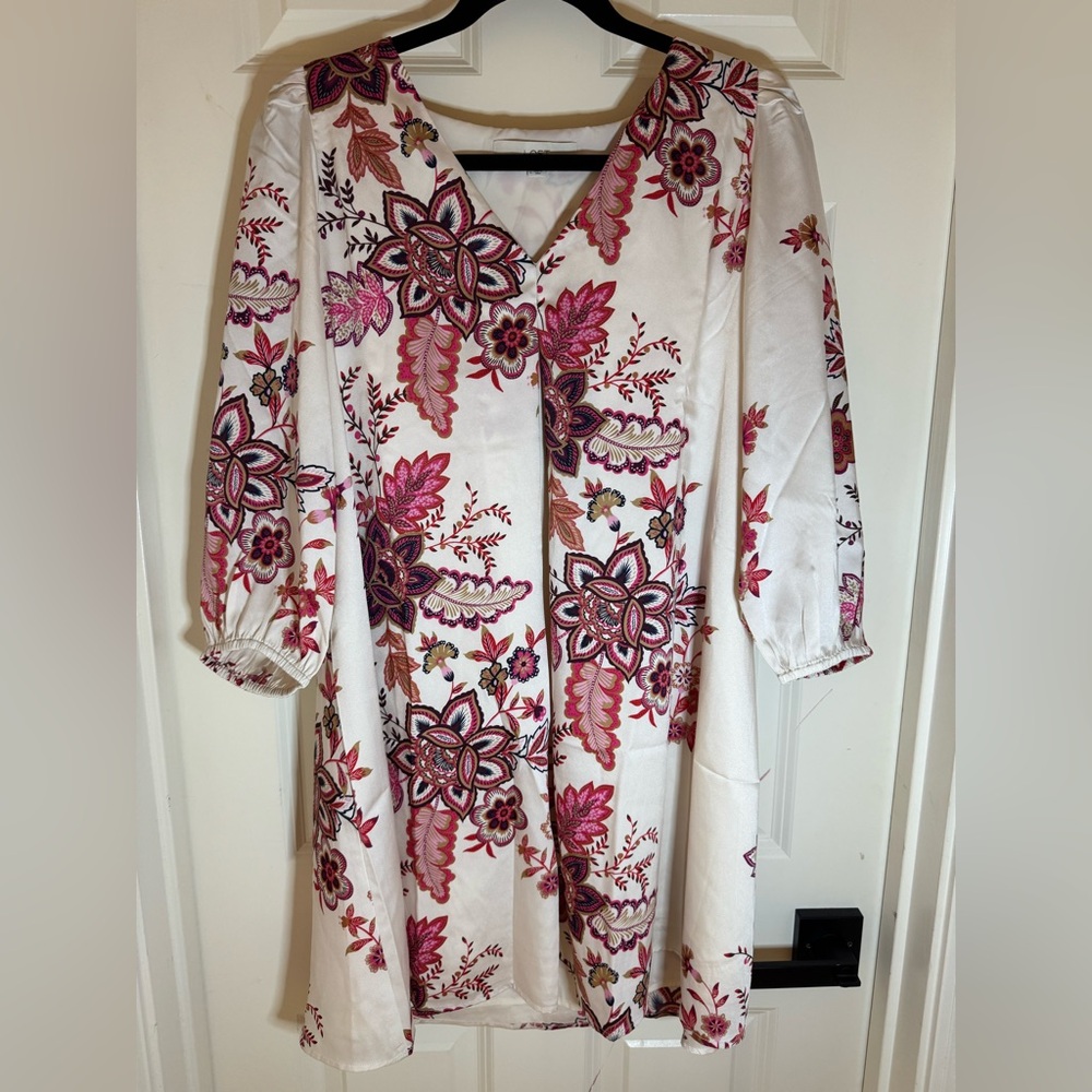 Loft Garden Pleated V-Neck‎ Swing Dress, Small - Picture 8 of 8